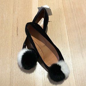 80s Style Heels with Real Rabbit Fur Ball
